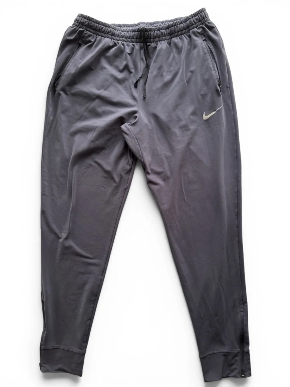 NIKE Dri-FIT Gray Tapered Track Pants Joggers Men’s XL Zip Ankle